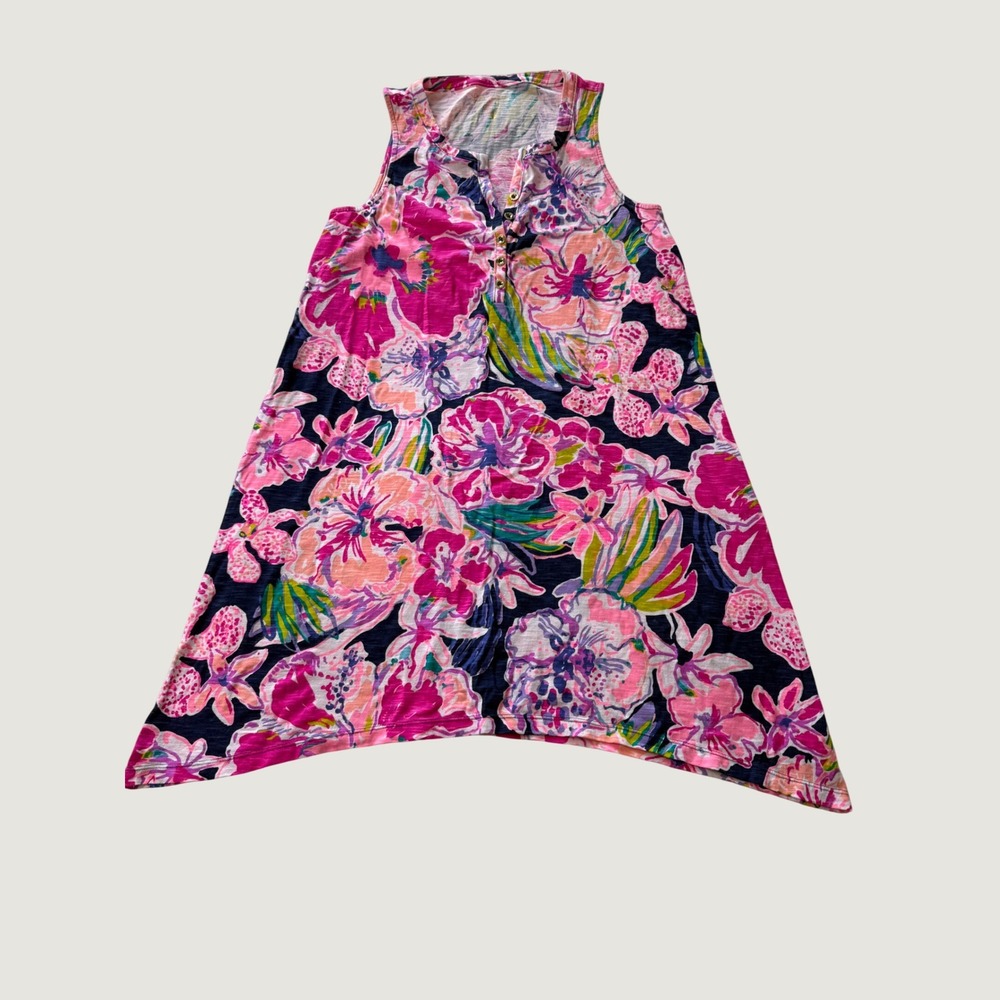 Lilly Pulitzer Tipping Point Havannah Swing Dress XS Cotton Pink Flowers - Picture 2 of 9